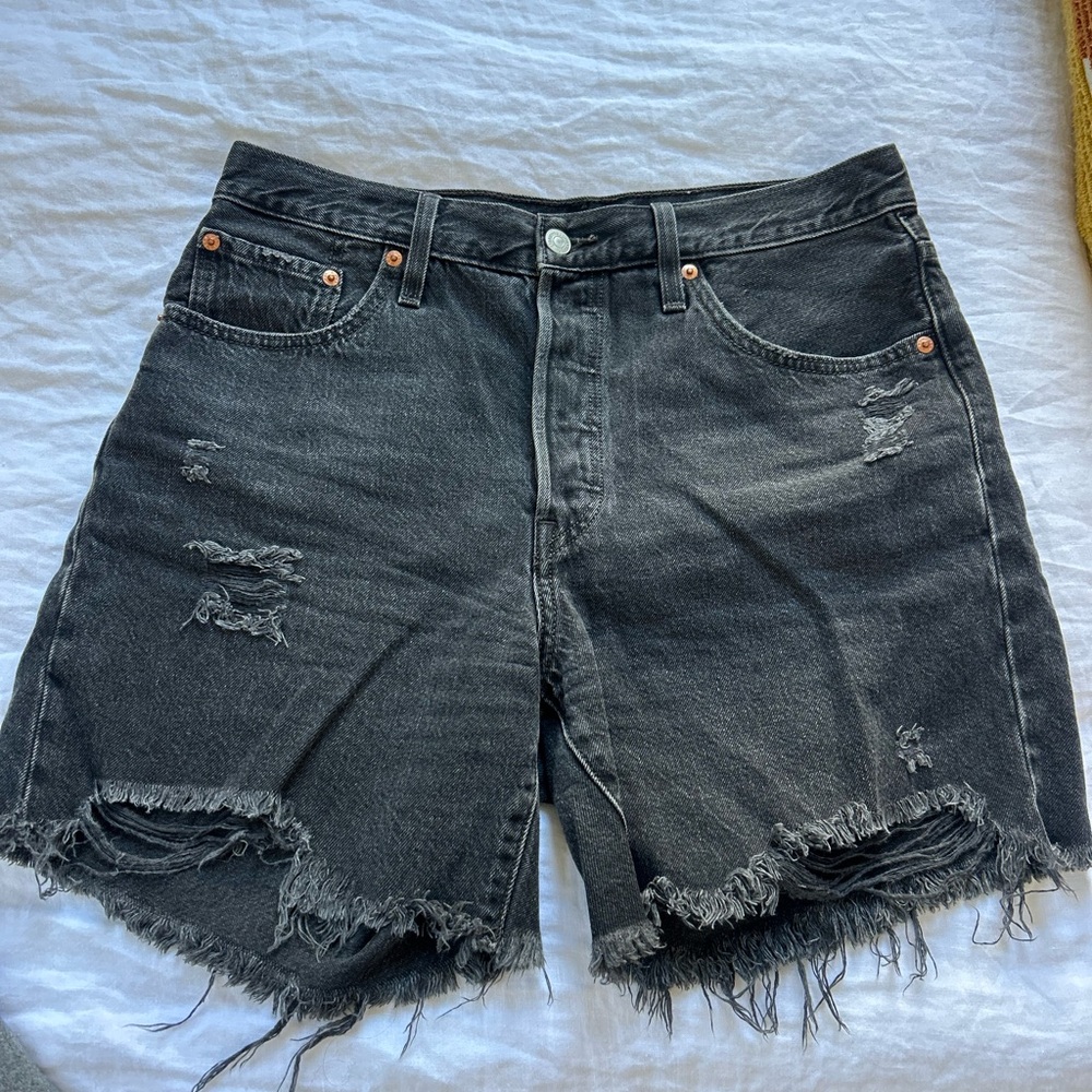Levi's Black Distressed Jean Shorts